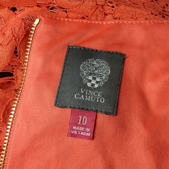 NWT Vince Camuto Lace Coral Pink Orange Sheath Dress Women's Size 10 3/4 Sleeves - Picture 5 of 16